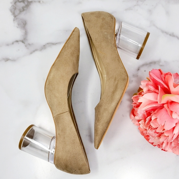 Zara Shoes - ZARA Nude Clear Heel Pumps